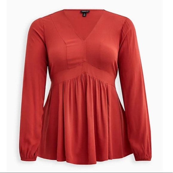 NWT TORRID BABYDOLL BLOUSE - GAUZE SPICE RED - Picture 1 of 6